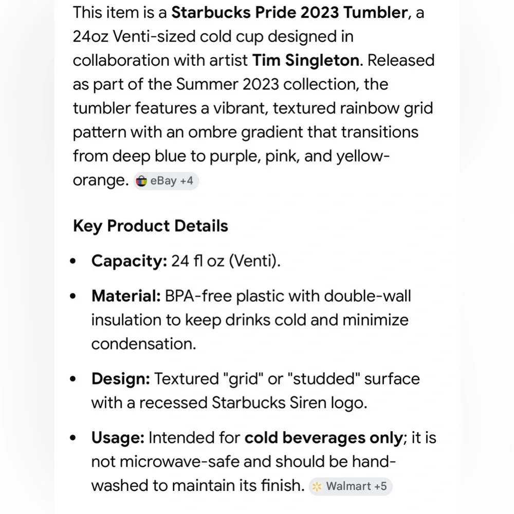 NEw Starbucks Blue and Purple Ombre Tumbler 24OZ